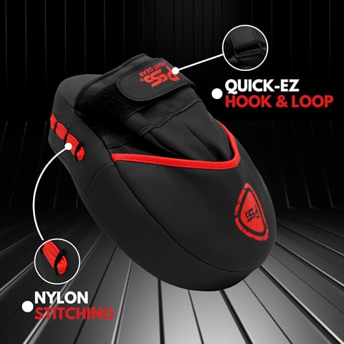 PSS Boxing Focus Pads - Hook & Jab Punch Mitts for MMA, Kickboxing, Karate, Muay Thai, and Taekwondo Training - Hand Target Strike Shield Punching Gloves Pad - color: Red