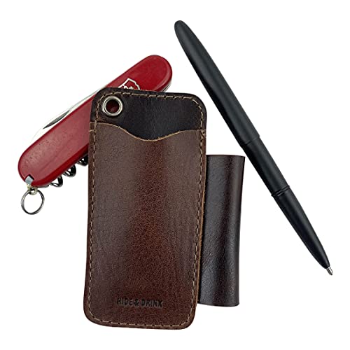 Hide & Drink, Tool Pocket Handmade from Full Grain Leather - Durable Accessory for Carrying Small Tools with Easy Attachment - Great for Screwdrivers, Multi-Tool, Flashlight and More - Bourbon Brown