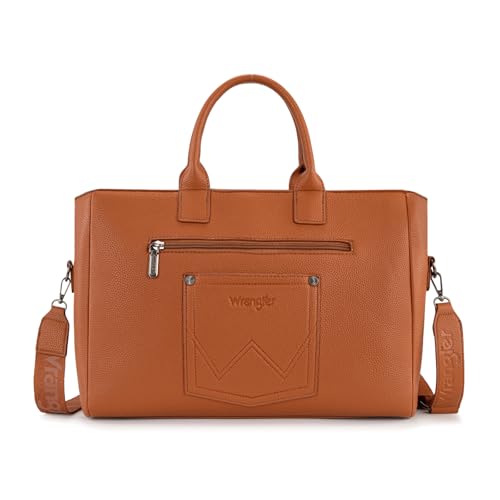 Wrangler Work Tote Bag for Men and Women Business Teacher Bag Large Capacity Briefcase Handbag with Adjustable Strap - color: Brown