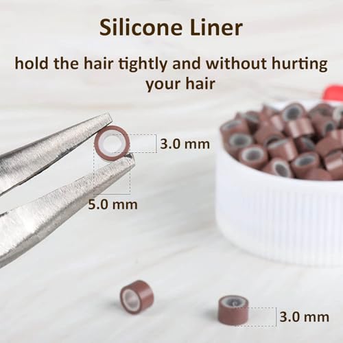 VCAY Complete Hair Extension Tools Kit,500 Silicone Lined Beads with Case - color: Hair Extension Tools Kit