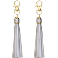 Penta Angel 2Pcs 5.9'' Large PU Leather Tassel with Lobster Swivel Keychain Pendant for Handbag Backpack Jewelry Making (Silver) - color: Silver