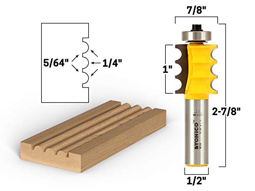 YONICO Furniture Molding and Trim Router Bits 1/8-Inch Radius Triple Bead 1/2-Inch Shank 16159 - style: 1/8" Triple Bead - 1/2" Shank