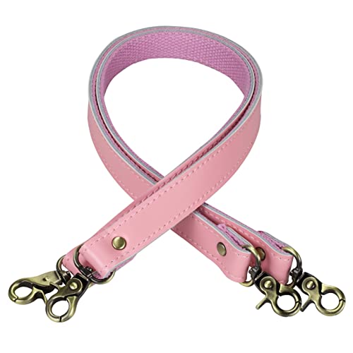 Allzedream Genuine Leather Purse Strap Sewing Canvas Replacement Handbag Shoulder Bag 2 Pcs - color: Pink, Gold Hareware