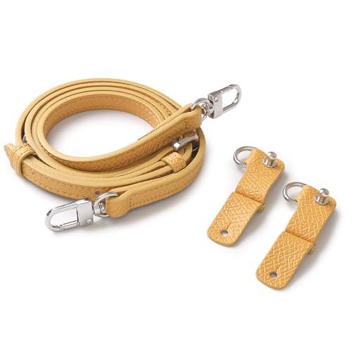Purse Straps Replacement, Leather Handbag Crossbody Shoulder Strap Kit Adjustable for Mini Longcamp Tote Bag Women - color: DeepYellow