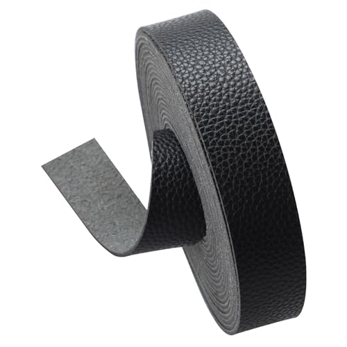 picheng Faux Leather Strap 1 Inches Wide Lychee Texture Leather Straps for Crafts, 200 Inches Long Faux Leather Strips - color: Black