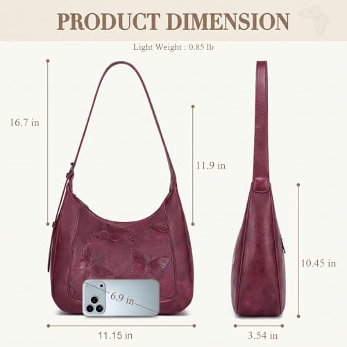 BELTANA Shoulder Bag for Women, Small Vegan Leather Butterfly Hobo Purse | Crescent Shoulder Purse, Top Handle Design, Lightweight, Underarm Style, Daily Travel & Shopping, Gift Choice - color: Red