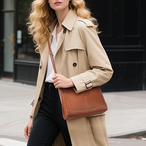 befen Genuine Leather Crossbody Bags for Women Travel Wallet Purse | Real Leather, Purse with Built in Wallet, RFID Blocking, 8 Card Slots, Crossbody Bag with Wallet, Detachable Shoulder Strap - color: Z02-cognac Brown