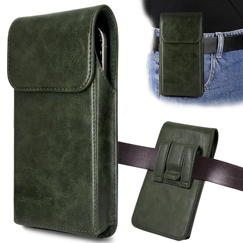 Holster for Galaxy S25 Ultra S24 Ultra S23 Ultra 5G Note 20 Ultra 5G Note 10+ Plus 5G, Premium Leather Pouch with Belt Clip Phone Holster Belt Case, Green -XL - color: Green, size: X-Large