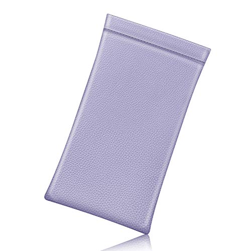 FINTIE Soft Eyeglasses Case with Cleaning Cloth, Squeeze Top Glasses Pouch | Sunglasses Eyewear Bag, Vegan Leather, For Reading /Prescription Glasses Storage, For Women Daily Carry - color: Lilac Purple