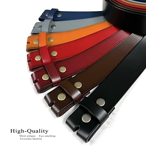 Replacement Belt Strap 100% Genuine Leather Plain Casual Belt Strap with Snaps 1-1/2"(38mm) Wide - color: Style a - Premium Leather Strap Gray, size: 42