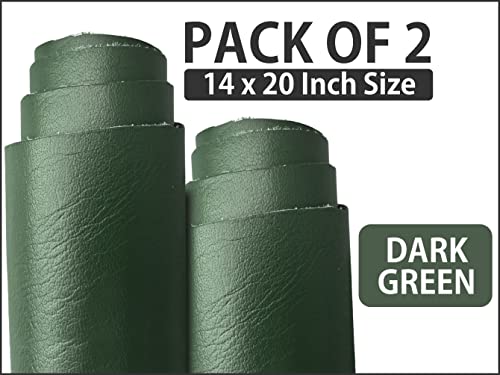 2 Pieces of Dark Green 14x20 Inch Genuine Leather Pieces Real Cowhide Full Grain Sheets for Crafting Leatherworking Leathercraft Repair Crafts Offcuts TPS13526 - color: 2 Pieces of 14x20 Inch (Dark Green)