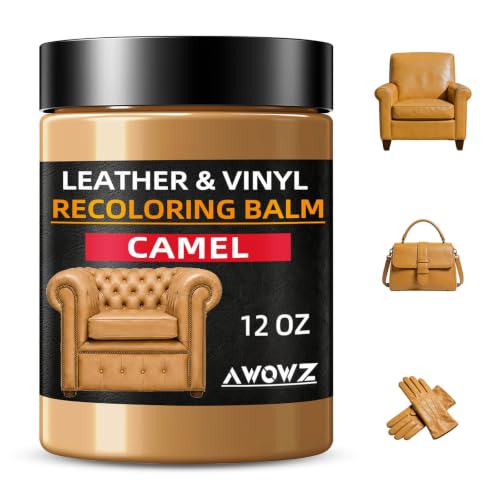 Leather Recoloring Balm, Leather Couch Repair Kit, Leather Restorer for Couches, Leather Scratch Repair, Leather Recoloring Balm for Faded & Scratched Leather Couches (Camel, 12 OZ) - color: Camel, size: 12 OZ