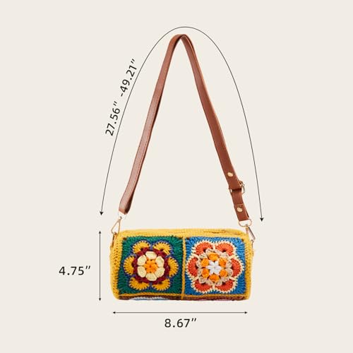 Noocro Crochet Kit for Cylindrical Bucket Bag, Purse, Complete DIY Kit with Detailed Instructions, Video Tutorials, for Beginners with Basic Crochet Knowledge or Intermediate and Advanced Crocheters - color: Autumn Bloom