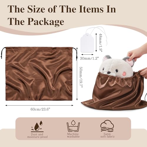 Ersmak 6 Pack Dust Bags for Handbags - Brown Silk Dust Cover Bag for Purses Shoes - Satin Drawstring Dustproof Bags for Travel Storage - 23.6 x 19.7 In - color: Brown, size: 23.6 x 19.7 In