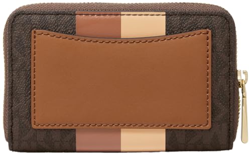 Michael Kors Jet Set Small Zip Around Card Case, Brown/Luggage - color: Gold-tone Hardware/Brown/Luggage