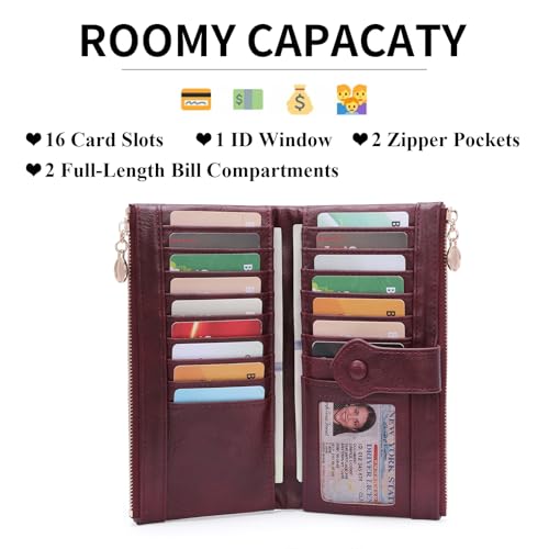 GOIACII Wallet for Women Ladies Wallets Double Zippers Clutch Purse Red - color: B04 Red
