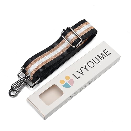 LVYOUME Purse Strap Silver Hardware Wide Bag Straps Replacement Crossbody Adjustable Shoulder Strap for Purses - color: Blackhardware-greengoldwhite-316
