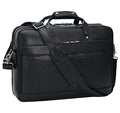 Masa Kawa Leather Briefcase for Men 15.6" 17" Laptop Business Messenger Bag | Computer Sleeve, Travel Luggage Strap, Professional Office Work Lawyer Crossbody Shoulder Attache Case - color: Black -Fits 17.3 Inch Laptop
