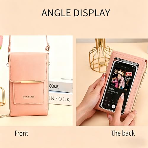 Touchscreen Phone Crossbody Bags for Women,Anti-Theft PU Leather Messenger Bag,RFID Blocking Small Mobile Phone Purse Wallet - color: Red