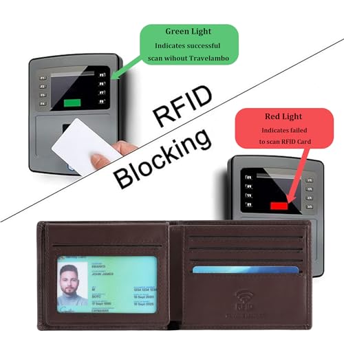 Travelambo Genuine Leather Wallet for Men with Gift Box - Handmade Bifold Stylish - Mens Wallets Rfid Blocking with 2 ID Windows - color: Oil Wax Ochre