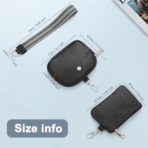 KUKOO Wristlet Wallets for Women, Zip Around Coin Purse Detachable Dual Pouch Keychain Wallet - color: Black