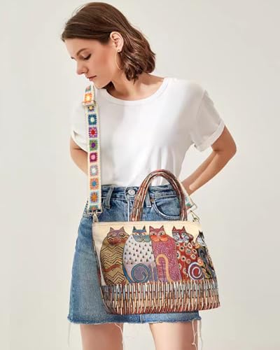 Embroidered Purse Straps Replacement Crossbody Wide Adjustable Bag Straps | Thick Purse Strap for Crossbody Bags,Extra Long Strap,Cross Body Straps for Handbags,Bag Straps for Tote Bags,Shoulder Straps - color: White Flower 1