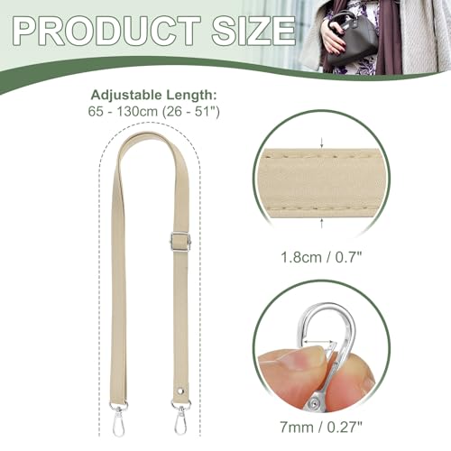 Leather Purse Strap Replacement PU Crossbody Adjustable Long Strap | Silver Swivel Clasps - color: Beige Yellow Silver, size: 26-51 Inch