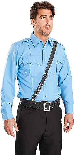 JAY-PEE Sam Browne Shoulder Strap 1 1/4 inch Leather Cross Strap Includes 2 | D-Rings that Connect to Duty Belt. Gun Belts (gun-belts). From JAY-PEE - color: Basketweave, Chrome, size: 30" long Extra Small