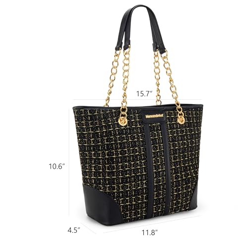 Montana West MEDIUM Tote Bag for Women Quilted Chain Handbags Shoulder Purse - color: A-black