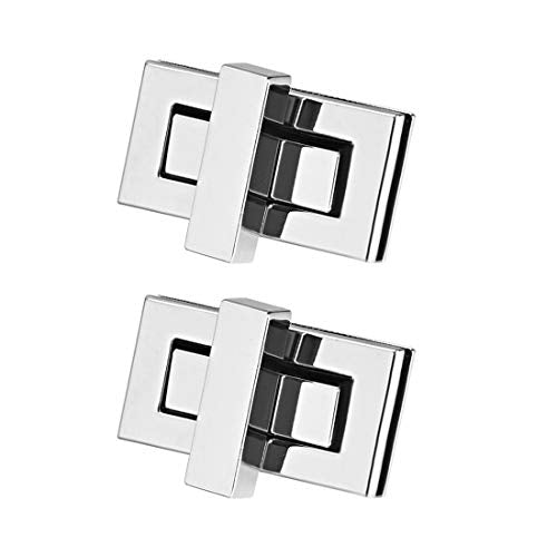 uxcell 2 Sets Rectangular Purses Twist Lock 44mm X 22mm Clutches Closures for DIY Bag Making - Silver - color: Silver, size: 44mm x 22mm