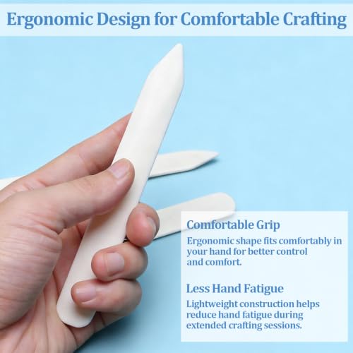 6 Pcs Bone Folder Tool Set for Scoring, Folding, Creasing & Burnishing Paper and Leather Crafts, Genuine Bone & Plastic Bookbinding Tools for Origami, Scrapbooking, Card Making and DIY Crafting