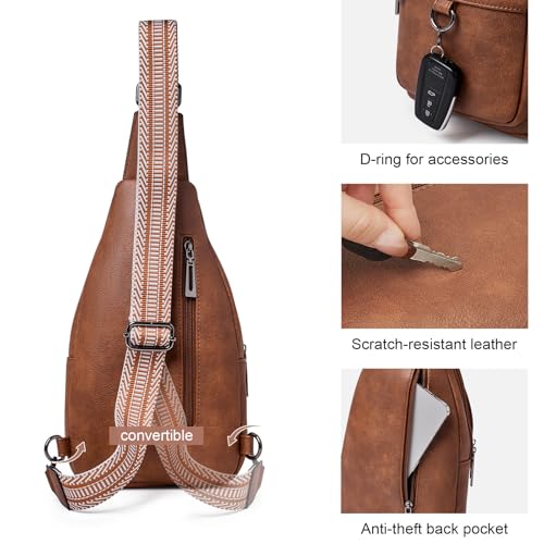 cakang Womens Sling Bag Crossbody Bags for Women Vegan Leather Sling Backpack Daypack Fanny Pack Crossbody Purse Travel - color: 1-brown