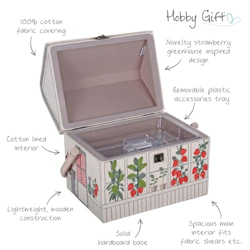 Hobby Gift Strawberry Greenhouse Sewing Box - color: Strawberry Greenhouse, size: 11.4 x 8.4 x 10"