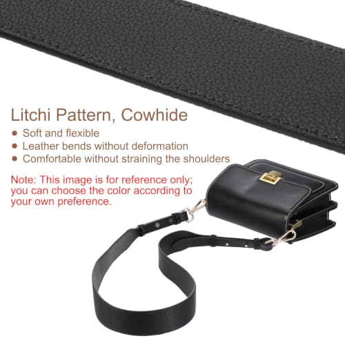 uxcell Leather Purse Strap Adjustable Crossbody Replacement Straps | for Handbags, Shoulder Bag - color: Black, Silver Clasp