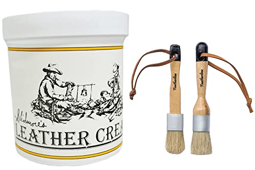 Skidmore's Leather Cream Pint + 2 Featherline Applicator Brushes