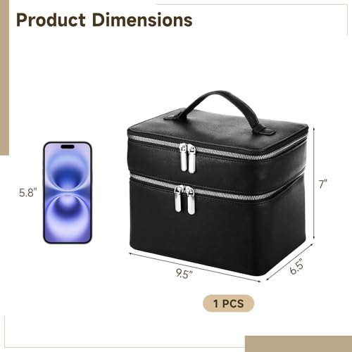 Makeup Vanity Bag for Women - Large Capacity Cosmetic Organizer with Removable Liner, Waterproof PU Leather Skincare Bag, Portable Chic Cosmetic Make Up Case for Skincare, Accessories,StyleC, Black - color: Black, size: StyleC