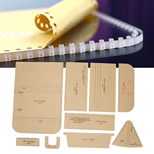 9Pcs Clear Acrylic Wallet Pattern Stencil Template Set, Precise DIY Leather Craft Tool with Protective Paper, Easy to Use and Store, for Handmade Bag Making