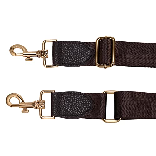 Allzedream Wide Purse Strap Replacement Crossbody Shoulder Bag Adjustable Leather Ends - color: Chocolate Gold Leather