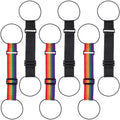 6 Pcs Multi Use Strong Luggage Connector Straps, Adjustable Luggage Strap Bungee for Suitcase Handle, Flexible Luggage Straps for Multiple Suitcases Travel (Rainbow, Black)