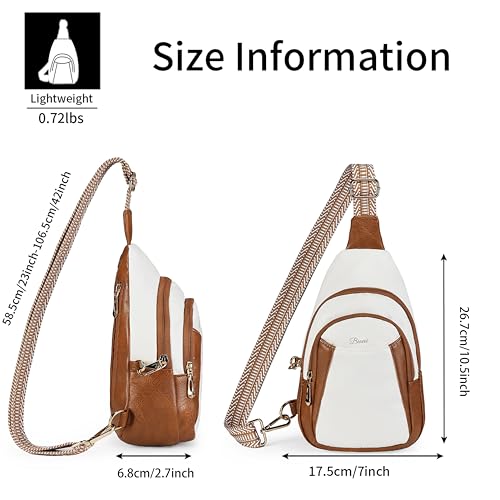 BIAVOI Crossbody Bags for Women Anti Theft Small Sling Handbag with Zipper Lock Vegan Leather RFID Blocking Chest Pure - color: Beige Brown-02