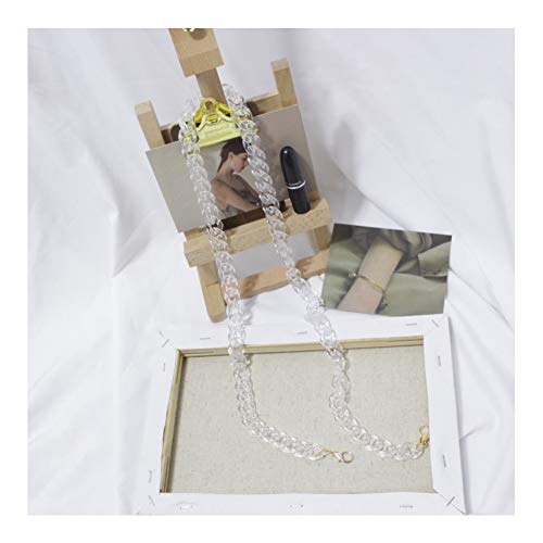 Aumey Clear White Black Brown Acrylic Chain Clutch Purse Strap Handles Bag Handbag Purse Replacement Chains 40 Inches - color: Transparent