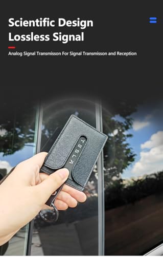 Frins PU Leather Key Card Holder Case Compatible with Tesla Model 3 and Model Y，Key Protector Cover Accessories Including Key Chain