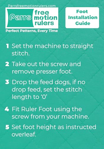 Parrs High Shank Free Motion Hopping Ruler Foot for Domestic Machines