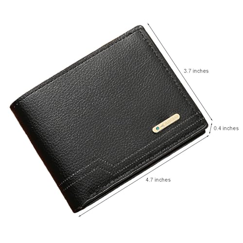 Slim Wallet for Men with Coin Purse, Minimalist Wallet with Zipper, Bifold Mens Wallets with Credit Card Holder, PU Leather Men's Wallet with Money Clip, Carteras Para Hombres (Black L) - color: Black L