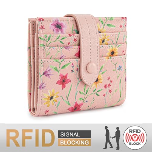 Montana West X Wrangler Small Wallets for Women Ladies Girls RFID Minimalist Card Holder Billfold Thin Cash Wallet with Zipper Coin Pocket WG216-W065LPK - color: Fantasy of Flower Dreams