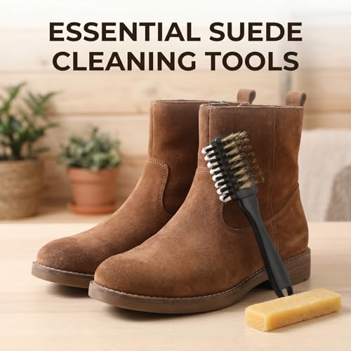 2 Pcs Suede Brush and Eraser Complete 2-In-1 Shoe Cleaning Brush