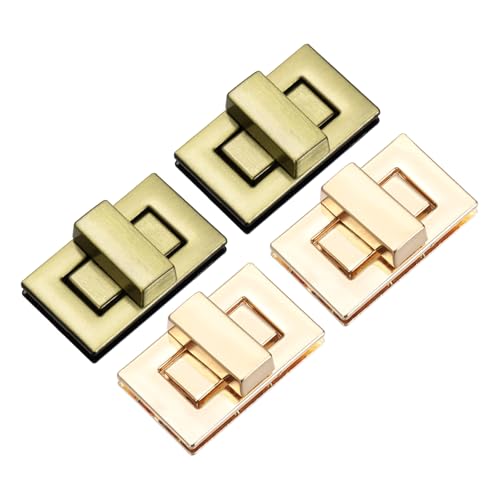 M METERXITY 4Pcs Purse Twist Lock (1.26 x 0.79 Inches, Light Gold/Bronze)- Rectangular Purse Closure Twist Turn Lock Clasp Metal Clip Hardware Apply to DIY Handbag/Purse/Wallet/Leather Craft - color: Light Gold/Bronze, size: 1.26 x 0.79"