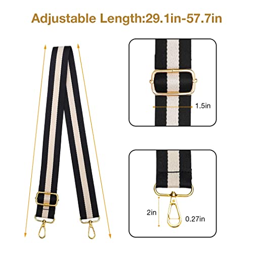 Lekesky Purse Strap Replacement Crossbody Purse Strap for Women… - color: Black & Cream