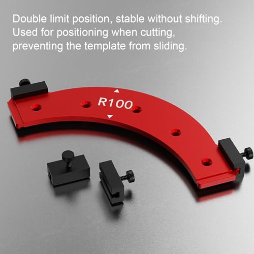 Jiawu Radius Jig Router Templates, Set of 5 (R100 R150 R200 R250 R300), Aluminum Alloy Corner Rounding Jig for Router, Woodworking Corner Radius Template for Cabinet, Wardrobe, Furniture, Door