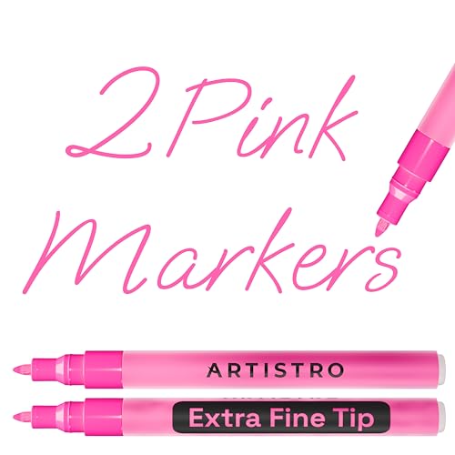 ARTISTRO Pink Acrylic Paint Markers - 0.7mm Extra Fine-Tip - Set of 2 - color: Pink
